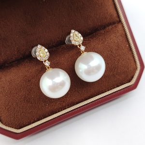 UM Jewelry 18K Solid Gold Stud <b>Earrings</b> Wholesale Freshwater Pearl <b>Diamond</b> Unisex/<b>Men</b>/Women Anniversary Daily Wear Party Gift - Product Image 3