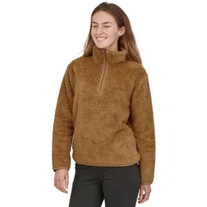 Casual Streetwear Fall Jackets Woman Pullover Half Zipper Sherpa Fleece Jacket Women