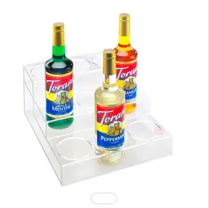 customized acrylic drink bottle display rack 3 Tiers acrylic drinks holder display rack with Logo