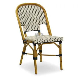 Outdoor Furniture Supplier Stackable Rattan Wicker Garden Restaurant Bistro French Terrace Chairs For Sale