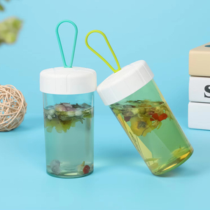 Manufacturer's 480ml Eco-Friendly Promotional Plastic Water Bottle Simple Design with Silicone Rope Drinkware