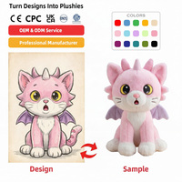 Fabricant de jouets en peluche personnalisés : Jouets en peluche animaux personnalisés, modèle chat ailé de type chauve-souris, très fidèles à l'original, pour merchandising de convention anime