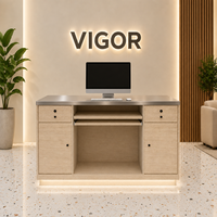 Grand comptoir de réception moderne pour clinique médicale, poste de travail double pour salon de beauté et bureau