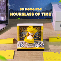 Bloc-notes 3D en forme de sablier 2027 – Modèle artistique, cube de notes, création en papier, accent de bureau vintage, objet de collection, cadeau artisanal, bloc-notes 3D