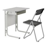 Mobilier scolaire moderne, ensemble de salle de classe universitaire gain de place avec chaises empilables en acier et tables pliantes pour un confort et une flexibilité optimaux