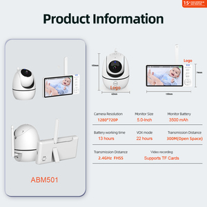 Giá tốt nhất Màn hình video kỹ thuật số cho bé 5 inch 720p có camera, phát hiện tiếng khóc, camera âm thanh cho bé mới, màn hình giám sát trẻ em - Product Image 3