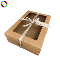 Boîte alimentaire personnalisée en papier kraft grande capacité avec fenêtre transparente, impression de logo personnalisée disponible pour la restauration, les pique-niques