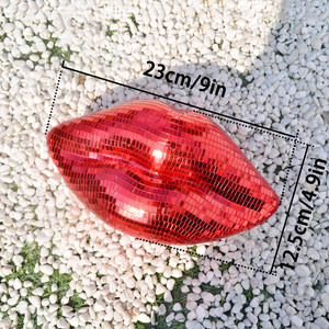 Decorazione da parete con labbra a forma di palla da discoteca - Labbra glitterate argento, rosa, rosse per feste, matrimoni, decorazioni per la casa |   Idea regalo unica - Product Image 5