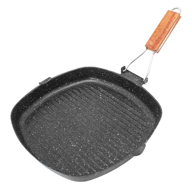 LFGB-standaard, 2-laags marmeren coating barbecue vierkante grillpan