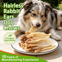 Friandises pour chiens en oreilles de lapin séchées à l'air, sans poils, naturelles, à mâcher pour animaux de compagnie, nettoient la plaque dentaire et le tartre, approvisionnement direct usine