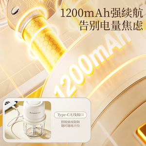 Mini picadora de ajo Chigo, batería de 1200mAh, tipo C, inalámbrica, portátil, eléctrica, para cocina, uso multifuncional - Product Image 1
