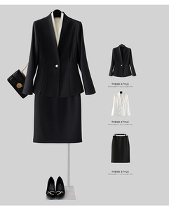 プラスサイズ長袖女性用スーツセットボタン無地ビジネスパンツブレザーオフィス用キャリアウェア女性用スーツタキシード - Product Image 6