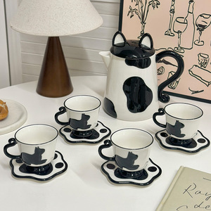Cute cat ceramic tea <b>set</b> porcelain cup and saucer cartoon tea gift <b>set</b> for women - Product Image 5