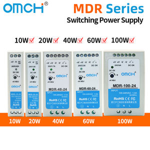 OMCH MDR Serie Din-Rail SMPS 10W 20W 40W 60W 100W 12V 24V 48V AC DC Fuente de alimentación conmutada industrial personalizable - Product Image 2