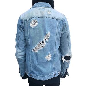 Chaquetas Vaqueras Bomber Azules Personalizadas, Ajustadas, Desgastadas, para Hombre, Estilo Boyfriend, Ropa Urbana - Product Image 5