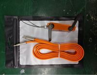 Kabel Data Lipat 240W 2 in 1 Hitam Oranye 1.2m Pengisian Cepat Tipe C ke C dengan Penyangga Ponsel/Tablet