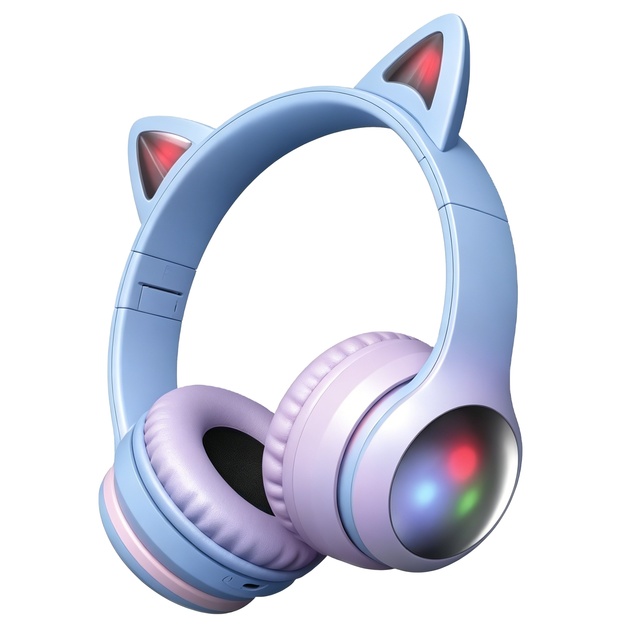 RGB Cat Ear Gaming Headphones 6.0 Wireless Over-Ear Headset with LED Light for Wholesale