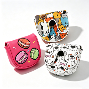 Housse de tête de putter de golf en PU pour putters mallet à axe central et zéro couple, avec motifs imprimés et brodés d'animaux mignons - Product Image 1