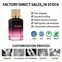 Flacon de parfum en verre haut de gamme personnalisé avec pompe à pression métallique, 50 ml, 30 ml, 100 ml, flacons de parfum carrés avec boîte d'emballage