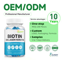 Complément alimentaire en gommes de biotine, collagène et kératine OEM/ODM, zinc, vitamines K2, D3, NAD pour cheveux et ongles, adultes