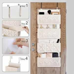 4 Tier Over the Door Storage Organizer Boho Decor Hanging Storage Organizer Macrame Nursery Storage - Product Image 6