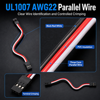 كابل تمديد بثلاثة دبابيس بمسافة 2.54 مم، سلك تمديد UL1007 AWG22 بطول 200 مم، سلك توصيل مستقيم للمعدات الإلكترونية ولوحات الدوائر المطبوعة