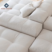 Grand pouf de siège moderne en lin blanc, combinaison libre modulaire, ensemble de canapé sectionnel italien