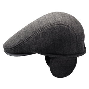 Gorro <span class=keywords><strong>de</strong></span> Invierno a Rayas para Hombre, para Padres y Abuelos <span class=keywords><strong>de</strong></span> Mediana Edad y Mayores, 100% Algodón, Ajustable - Product Image 1