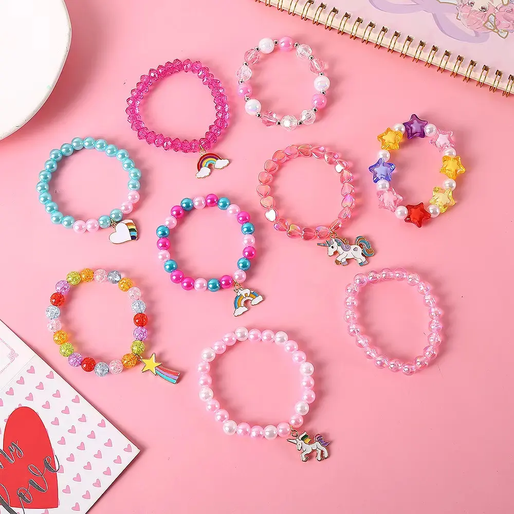 Kids Cartoon Animal Unicorn Charm Bracelet Girl Little Princess Style Jewelry Acrylic Children's Bracelet