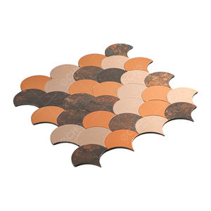 Panneau composite en aluminium <span class=keywords><strong>effet</strong></span> <span class=keywords><strong>miroir</strong></span> écailles de poisson mélange brun auto-adhésif mosaïque métallique <span class=keywords><strong>carrelage</strong></span> <span class=keywords><strong>mural</strong></span> pour usage intérieur - Product Image 2