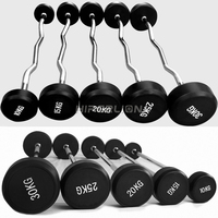 Ensemble de barres de musculation en uréthane de 20 kg, barre droite en caoutchouc, barre EZ Curl fixe en TPU