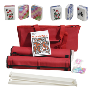 Jeu de Mahjong américain personnalisé, 166 tuiles <span class=keywords><strong>en</strong></span> acrylique de qualité, 4 supports/poussoirs de <span class=keywords><strong>couleur</strong></span> tout-<span class=keywords><strong>en</strong></span>-un, tuiles de Mahjong avec sac de transport - Product Image 1