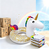 Bouée gonflable licorne à paillettes pour adultes, idéale pour les fêtes au bord de la piscine, la plage, les parcs aquatiques, transat flottant pliable en PVC