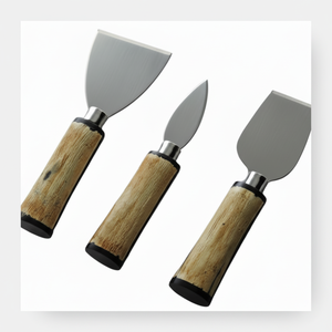 Juego de 3 quesos de acero inoxidable con mango redondo de madera, cuchillo, espátula y esparcidor para Hotel, hogar, restaurante, juego de quesos - Product Image 1