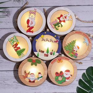 Supplier Festive LED Wooden Christmas <b>Light</b> Cute Holiday Hanging Decors Round Glowing Tabletop Ornament for Living Room & Mantel - Product Image 1