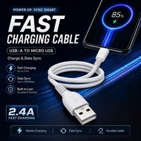 Câble micro USB universel 2.4A, chargeur rapide, cordon de charge en PVC flexible blanc, compatible avec les appareils Android Kindle