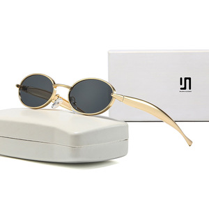 Lunettes de soleil rondes unisexes, monture en métal, protection UV400, type 3, verres en PC, lunettes de soleil tendance - Product Image 5