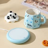 Mug en céramique avec couvercle et paille, résistant aux hautes températures, design stylé de dessin animé pour filles, usage domestique et en couple