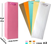 Sac en carton épais 110 lb 300 g/m² pour bouteille unique, sacs cadeaux couleur vin avec poignée
