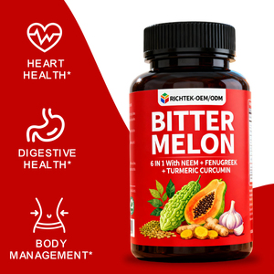 Richtek Mướp Đắng Chiết Xuất Viên Nang OEM Bổ Sung Nhãn Hiệu Riêng Tự Nhiên Kosher Vegan Viên Nang - Product Image 2