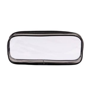 Pochette à crayons transparente en PVC imperméable avec fermeture éclair pour garçons et filles, sac à cosmétiques simple, trousse à crayons avec fonction de sécurité - Product Image 1