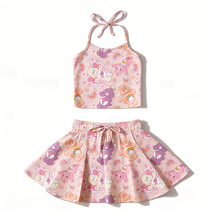 Completo Estivo per Ragazze: Top Senza Maniche e Minigonna, 95% Bambù 5% Spandex, Morbido, Confortevole, Traspirante, per Feste e Casual, Personalizzabile - Product Image 4