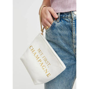 Borsa per il Trucco Qetesh in Tela, Grande Capacità, Portatile, con Stampa di Lettere Dorate e Cinturino da Polso per Viaggi e Vita Quotidiana - Product Image 5