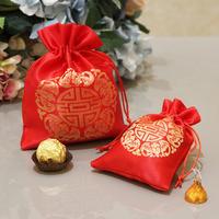 Sacs à cordon en tissu de soie, petits sacs rouges, emballage de bijoux pour colliers, Bracelets, cadeaux, pochettes pour fête de mariage, 50 pièces