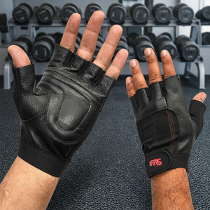 Grip Active Half Finger Leather Gym <b>Gloves</b> for <b>Weight</b> Lifting and Gym Training Non-Slip Breathable - Product Image 3