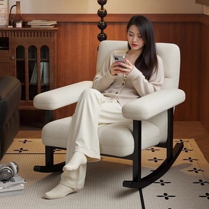 Nordique moderne luxe salon chaises en métal rembourré Relax à bascule simple paresseux canapé adulte chambre salon meubles de lecture - Product Image 1