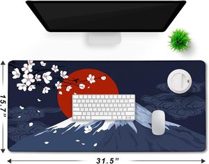 Alfombrilla de Juego Japonesa con Diseño del Monte <span class=keywords><strong>Fuji</strong></span>, Alfombrilla de Ratón Grande para Gamers, Alfombrilla Extendida Resistente de 31.5"x15.7" con Bordes Cosidos - Product Image 2