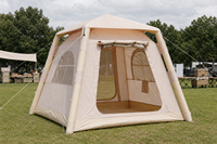 Tente de camping gonflable portable de 4,6 m² avec doubles portes et fenêtres pour le camping de loisirs en plein air