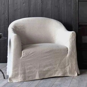 Wabi Sabi Style Japanese Cream Linen Cotton Armchair Removable Washable Fabric Sofa Living Room Guesthouse Furniture - Product Image 4
