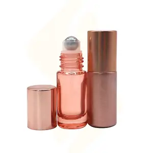 Bottles With Design 5ml 10ml Rose Gold Glass Roll On Bottle With Rose Gold Cap Stainless Roller